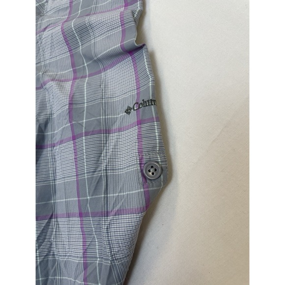 Womens Columbia Long Sleeve Button Up Vented Plaid Shirt M Fishing Roll Sleeves - Picture 6 of 14